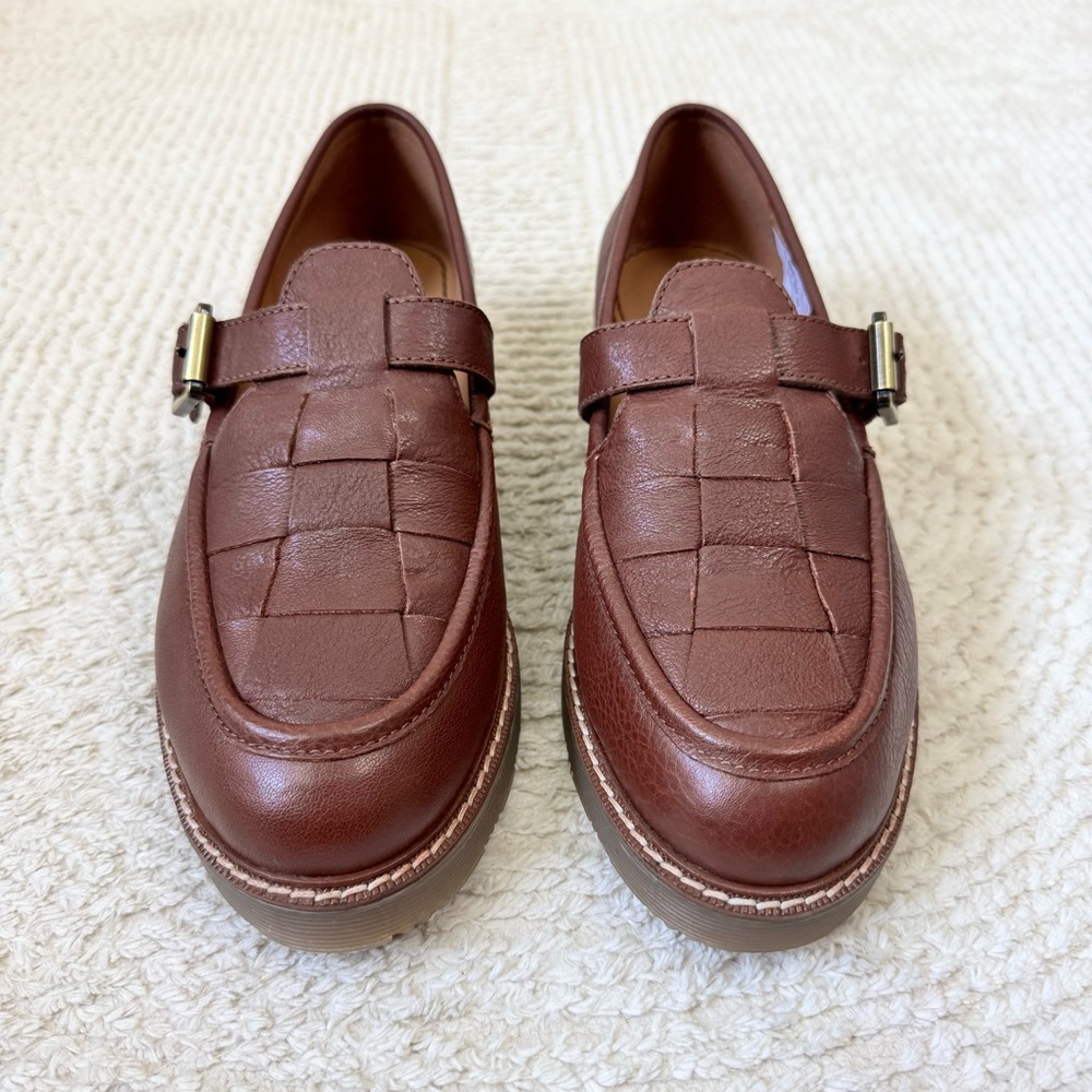 Seasalt Cornwall Tresmeer Woven Brown Leather Fisherman Shoes Size 38 - Picture 3 of 9